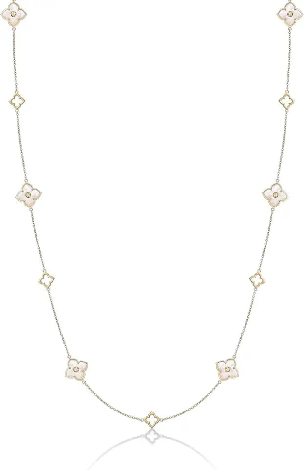 Gold-Plated Sterling Silver Cubic Zirconia Floral Necklace