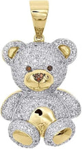 Gold-Tone Round Lab-Grown Diamond Teddy Bear Pendant