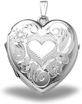 Sterling Silver Locket Heart Necklace, 4 Inch