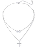 Sterling Silver Lab-Grown Diamond Infinity Cross Necklace
