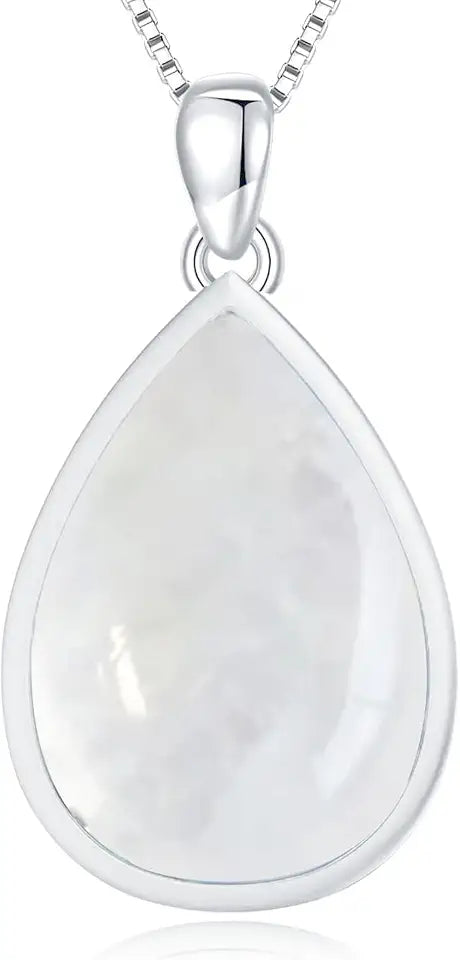 Sterling Silver Teardrop Moonstone Necklace