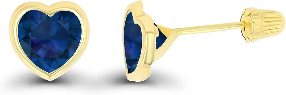 Gold-Tone Birthstone Stud Heart Earrings, 6mm