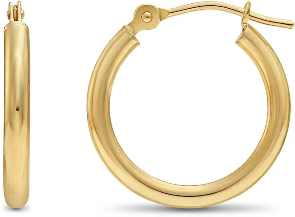 Gold-Tone Round Hoop Earrings, 2mm