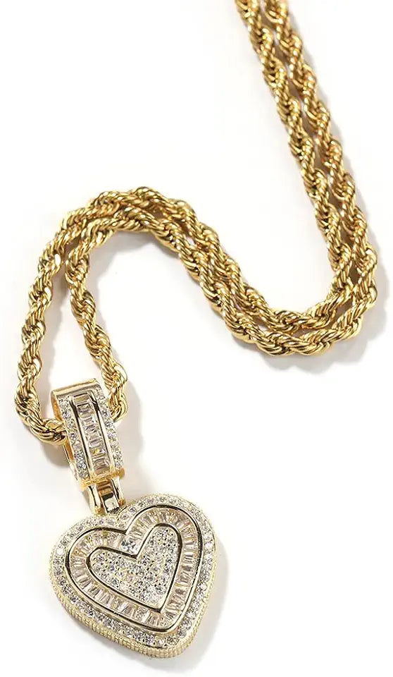 Gold-Tone Moissanite Heart Necklace