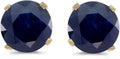 Gold-Tone Round Sapphire Stud Earrings