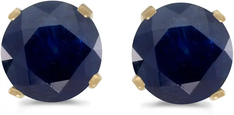 Gold-Tone Round Sapphire Stud Earrings