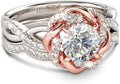 Rose Gold-Plated Sterling Silver Round Halo Solitaire Ring