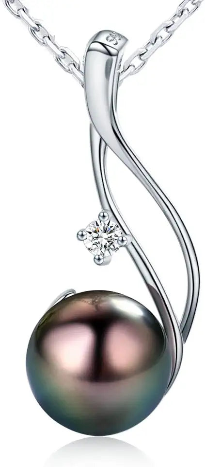 Sterling Silver Black Pearl Necklace
