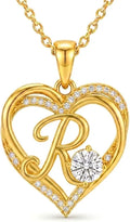 Gold-Tone Heart Initial Necklace