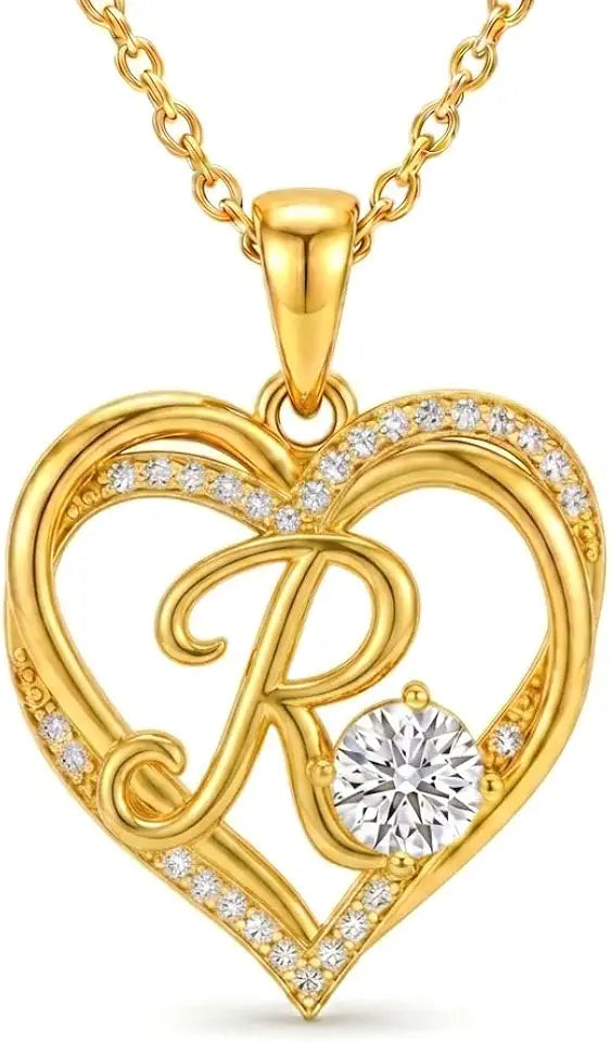 Gold-Tone Heart Initial Necklace
