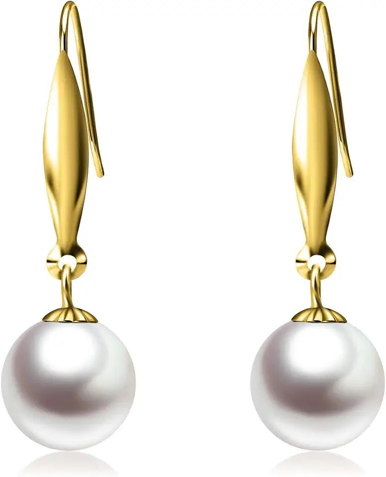Gold-Tone Freshwater Pearl Drop Earrings, 8 mm