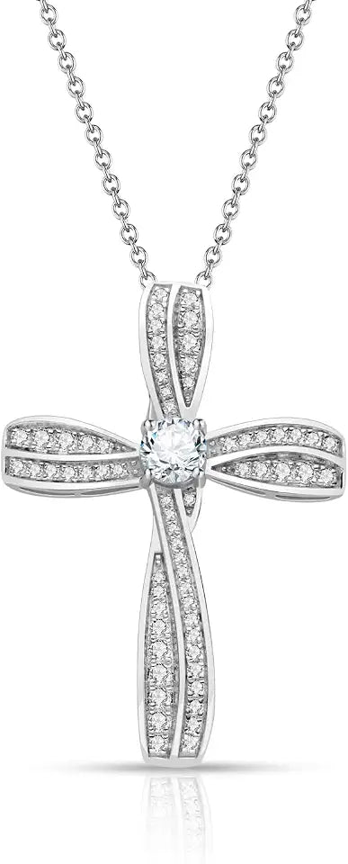 18K Gold-Plated Sterling Silver Moissanite Infinity Cross Necklace