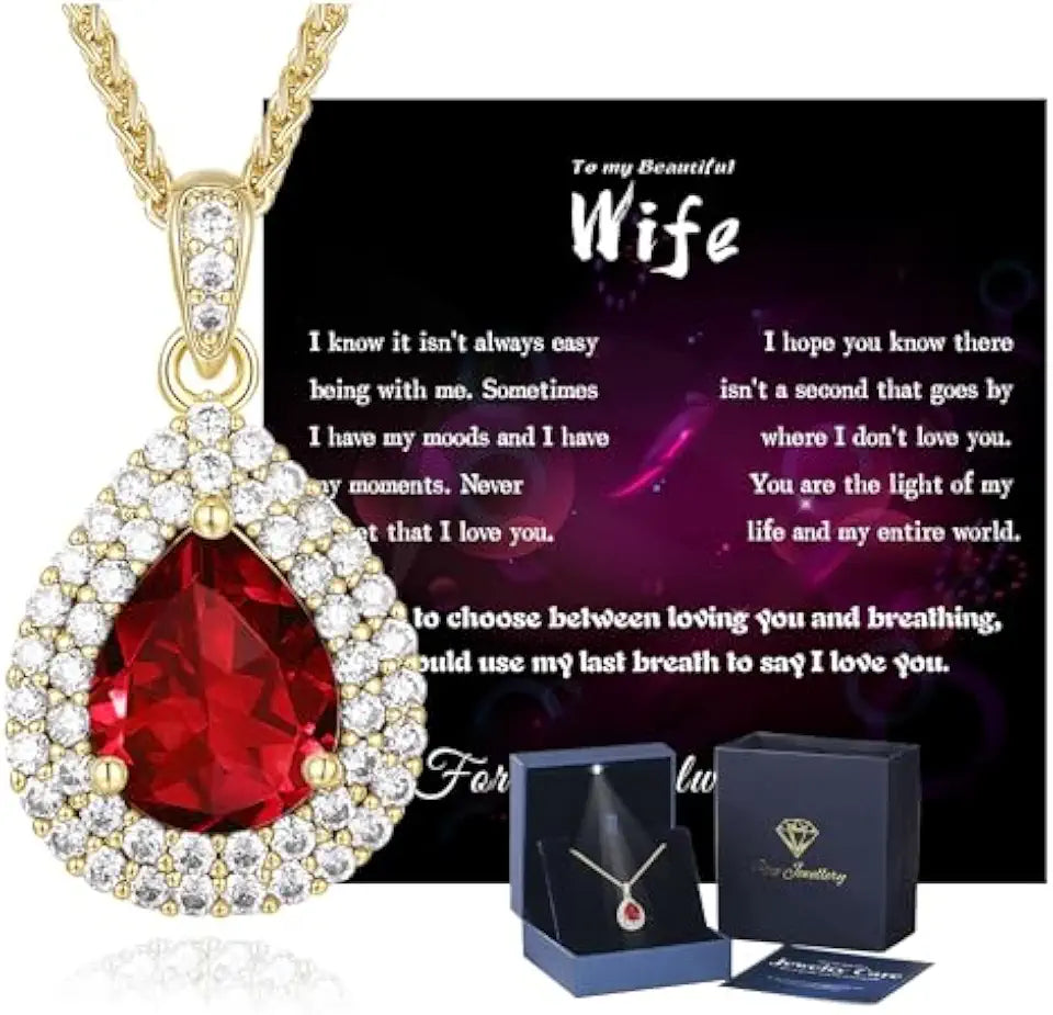 18K Yellow Gold-Plated Teardrop Birthstone Necklace