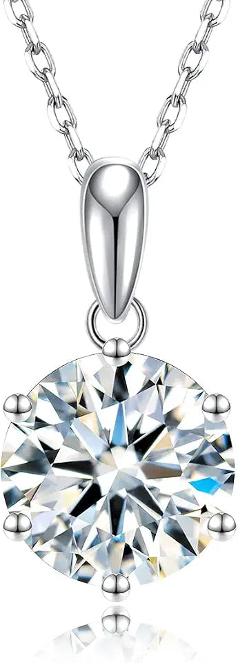 White Gold-Plated Moissanite Necklace