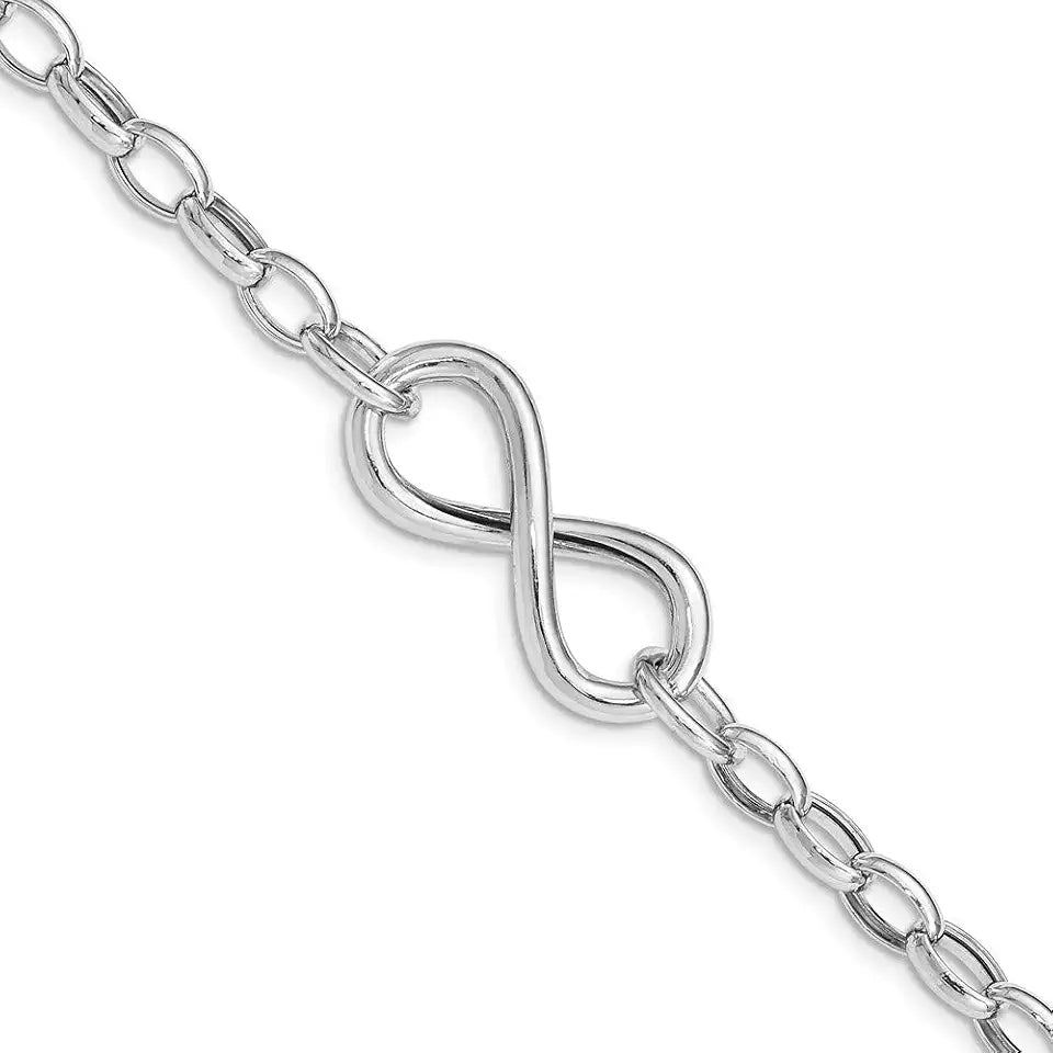 Sterling Silver Infinity Bracelet, 12mm