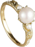 Gold-Tone Sterling Silver Freshwater Pearl Engagement Ring