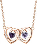 Gold-Tone Sterling Silver Moissanite Heart Necklace with Birthstone