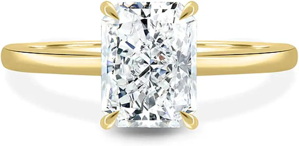 Gold-Tone Oval Moissanite Solitaire Engagement Ring