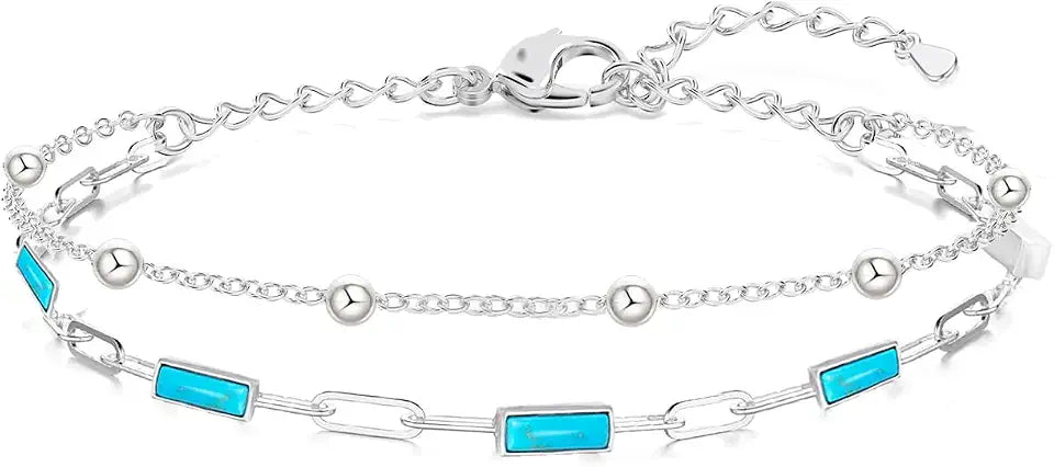 Sterling Silver Turquoise Tennis Bracelet with Birthstone