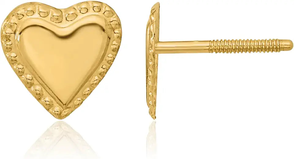 Gold-Tone Stud Heart Earrings, 8mm