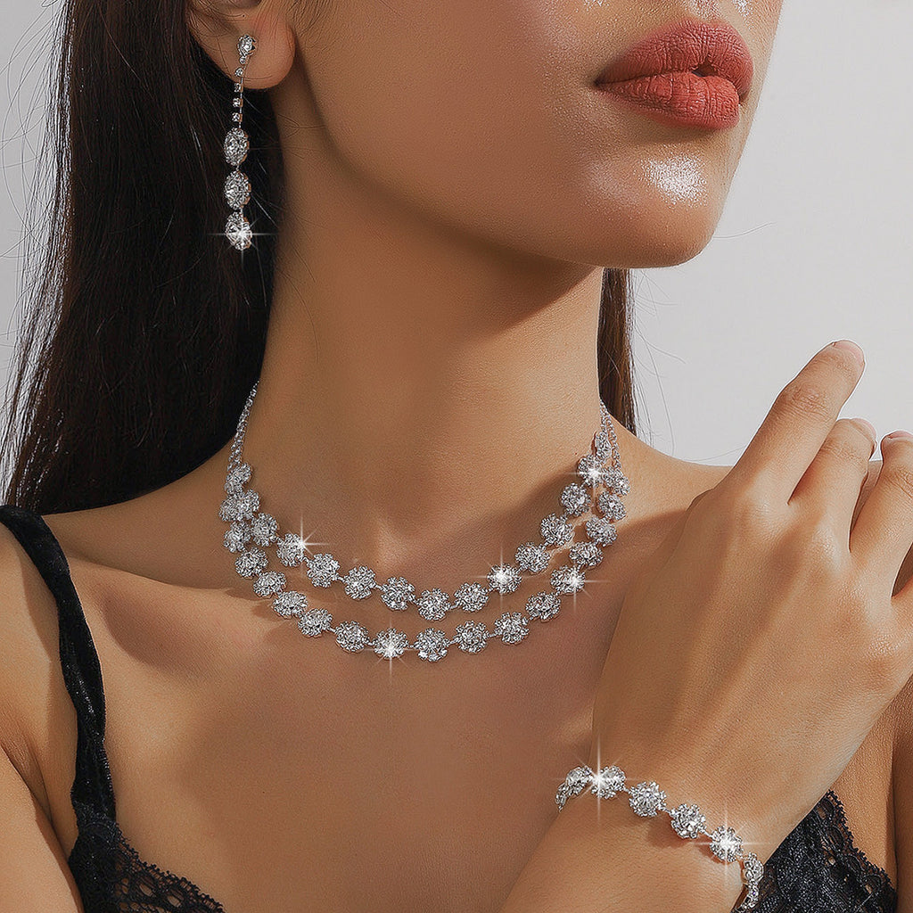Bridal Necklace, Earrings and Bracelet Set in Four Styles — full product view