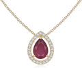 Gold-Tone Moissanite Halo Solitaire Necklace with Birthstone