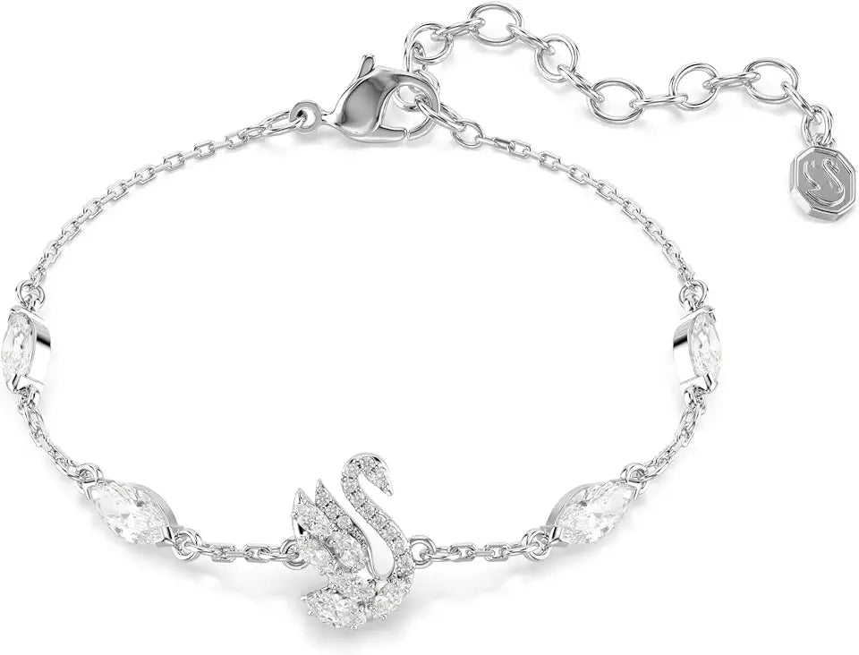 Rhodium-Plated Swan Bracelet