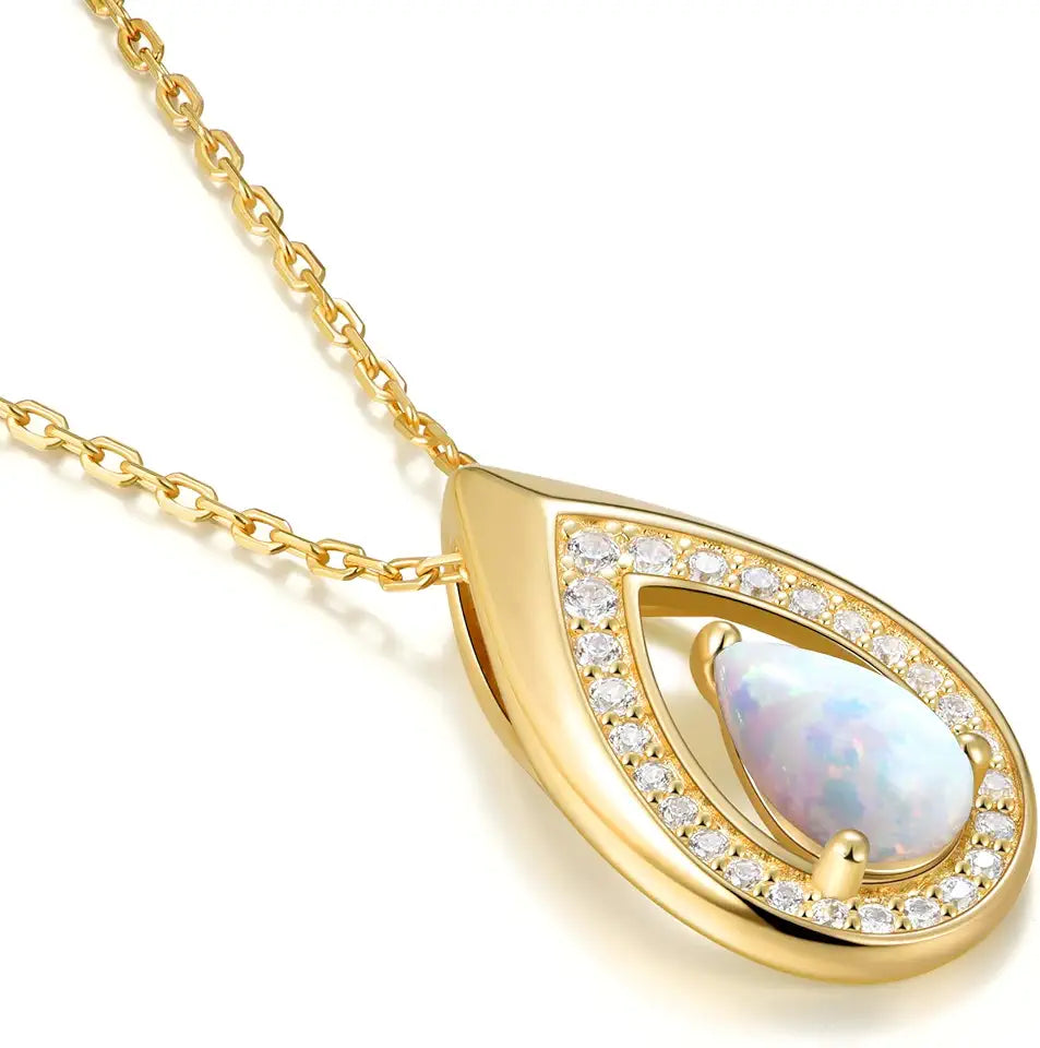 14K Gold-Plated Sterling Silver Teardrop Birthstone Necklace