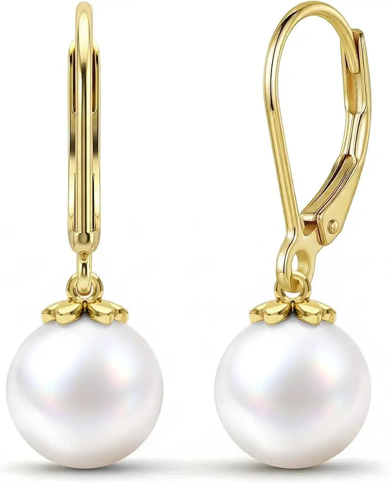 Freshwater Pearl Drop Earrings, 9mm