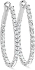 Sterling Silver Oval Moissanite Hoop Earrings
