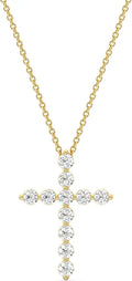 14K Gold-Plated Sterling Silver Lab-Grown Diamond Cross Ring