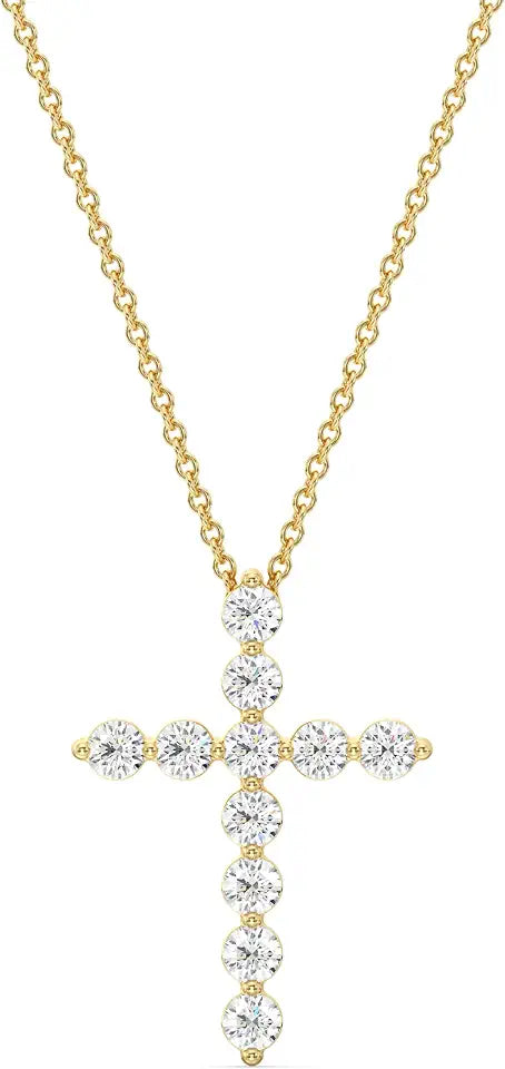 14K Gold-Plated Sterling Silver Lab-Grown Diamond Cross Ring