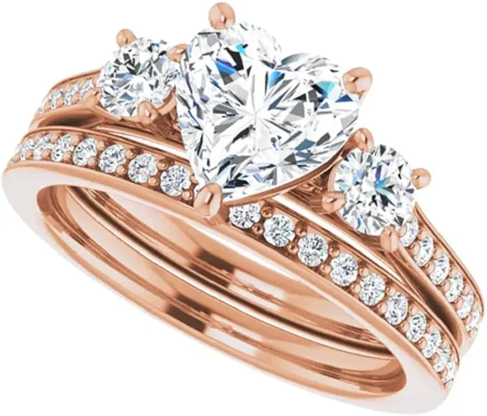Gold-Tone Moissanite Heart Solitaire Engagement Ring