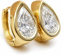 14K Yellow Gold-Plated Pear-Cut Lab-Grown Diamond Hoop Huggie Earrings