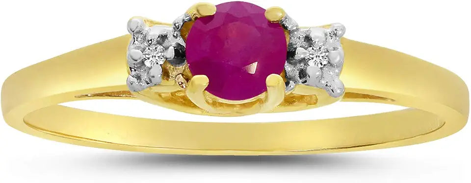 Gold-Tone Round Ruby Ring