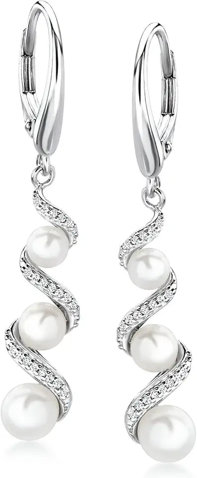 Sterling Silver Drop Earrings, 5mm