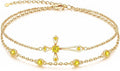 Gold-Tone Birthstone Cross Bracelet