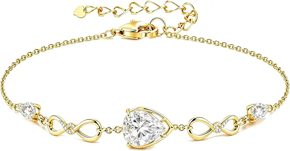 Gold-Tone Teardrop Birthstone Infinity Bracelet