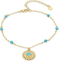 14K Gold-Plated Turquoise Sunflower Bracelet