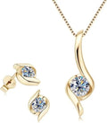 Sterling Silver Round Moissanite Halo Jewelry Set