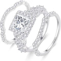 18K White Gold-Plated Sterling Silver Moissanite Halo Engagement Ring