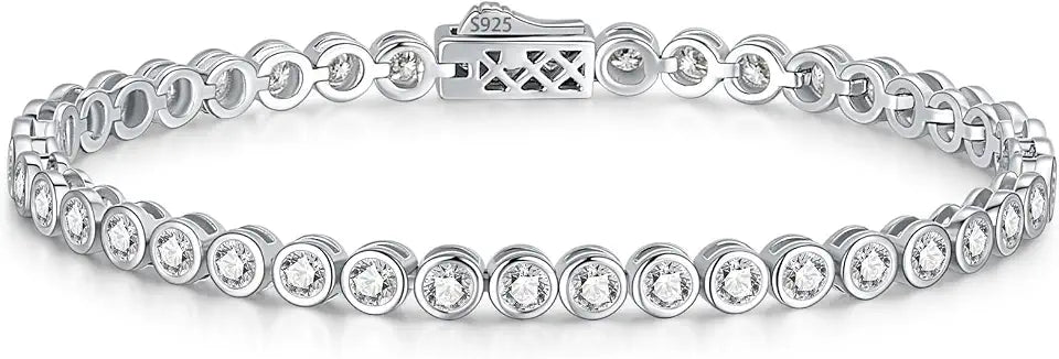 Sterling Silver Moissanite Tennis Bracelet, 3mm