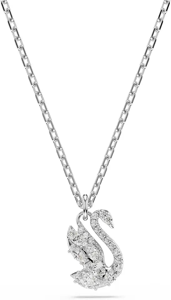 Rhodium-Plated Swan Pendant