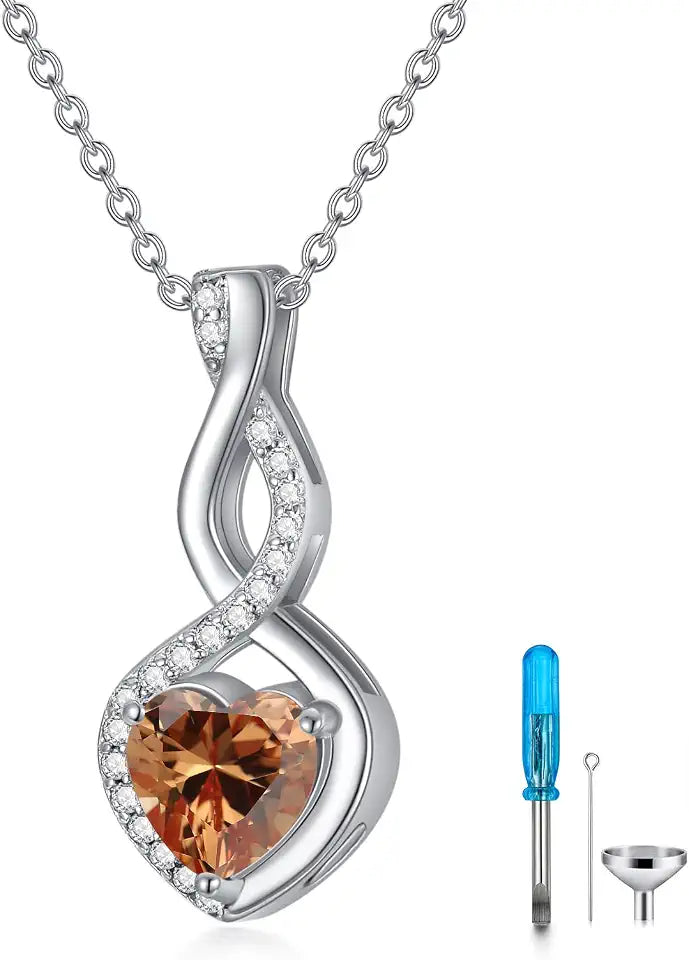 Gold-Plated Sterling Silver Birthstone Locket Infinity Necklace