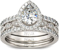 Sterling Silver Pear-Cut Cubic Zirconia Heart Halo Jewelry Set