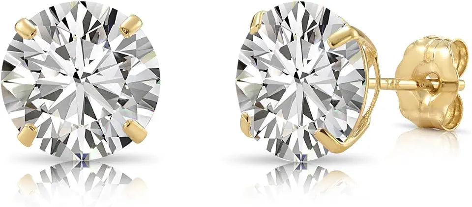 Gold-Tone Round Cubic Zirconia Stud Earrings