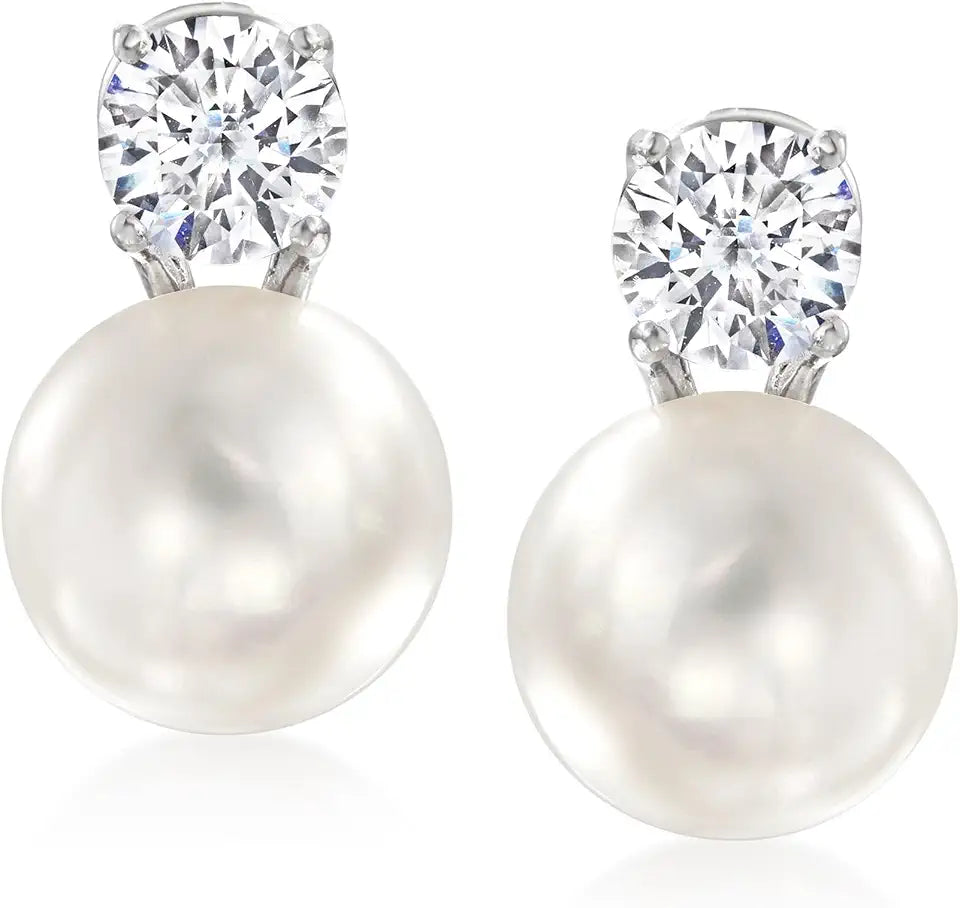 Sterling Silver Cubic Zirconia Drop Earrings, 11mm