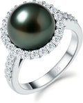 Sterling Silver Moissanite Engagement Ring, 10mm