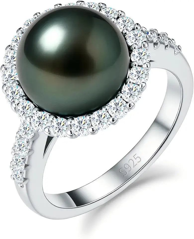 Sterling Silver Moissanite Engagement Ring, 10mm