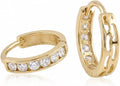 Gold-Tone Cubic Zirconia Hoop Huggie Earrings, 12mm